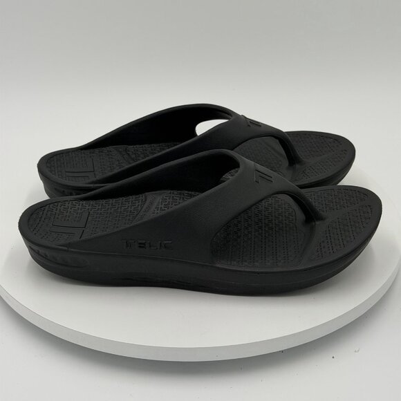 TELIC Energy Flip Flop Recovery Comfort Arch Support Black Shoe Size M (M8/W9) - Picture 2 of 8
